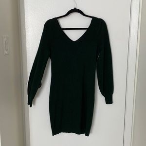 Soft cozy green sweater dress